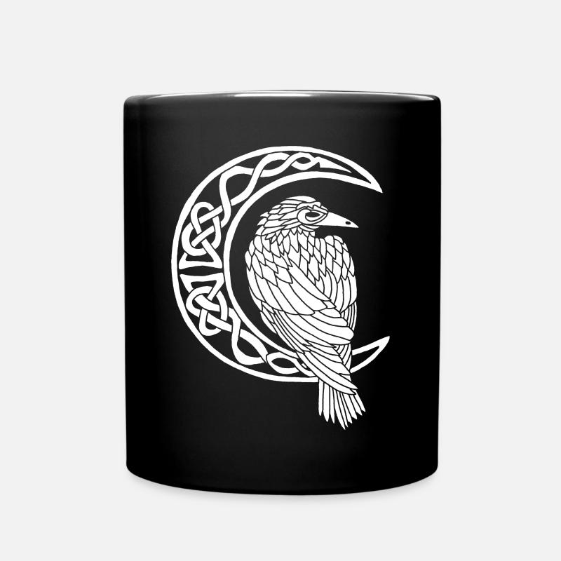 Der weiße Rabe und der Mond - Tasse einfarbig - Schwarz