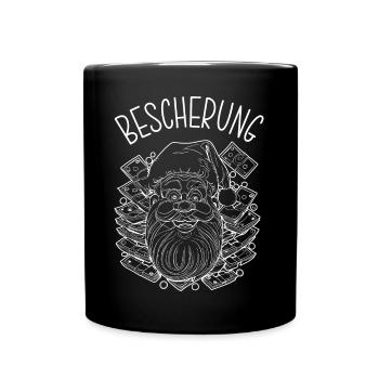 Bescherung vom Weihnachtsmann Nikolaus - Tasse einfarbig - Schwarz - Vorne