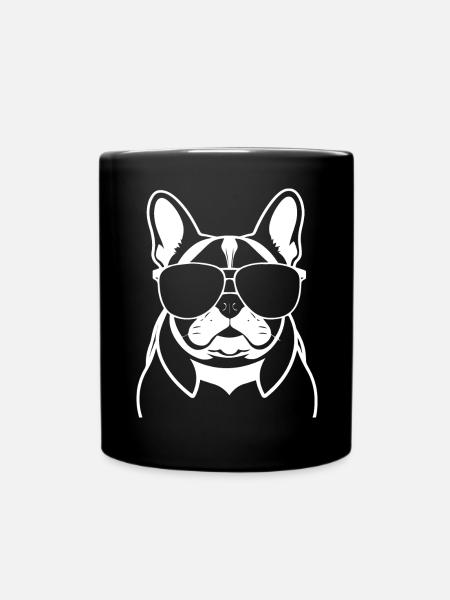 Funny French Bulldog with Sunglasses French Bulld - Full Colour Mug - black