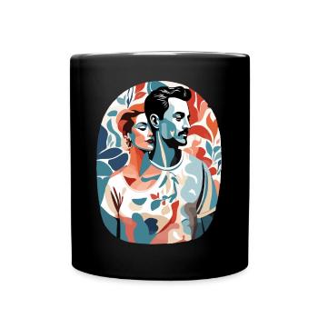 Abstract Art Man and Woman - Full Colour Mug - black - Front