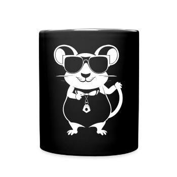 Funny Pet Rat with Sunglasses Fancy Rats - Full Colour Mug - black - Front
