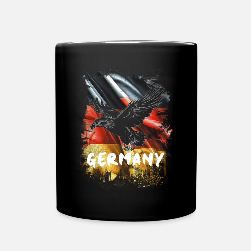 Deutscher Adler mit Deutschland Flagge - Tasse einfarbig - Schwarz