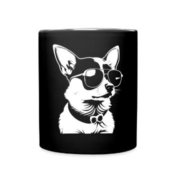 Chihuahua drôle portant des lunettes de soleil Chihuahuas - Mug uni - noir - Devant