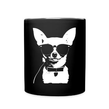 Chihuahua drôle portant des lunettes de soleil Chihuahuas - Mug uni - noir - Devant