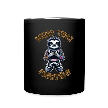 Muay Thai Faultier - Faultier Kickboxen Thaiboxen - Tasse einfarbig - Schwarz - Vorne