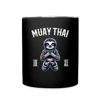 Muay Thai Faultier - Kickboxen und Faultier Thai - Tasse einfarbig - Schwarz - Vorne