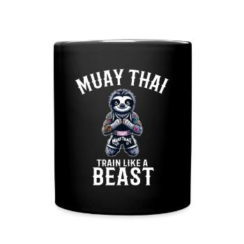 Muay Thai Faultier - Kickboxen und Faultier Thai - Tasse einfarbig - Schwarz - Vorne