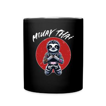 Thaiboxen und Muay Thai Faultier - Tasse einfarbig - Schwarz - Vorne