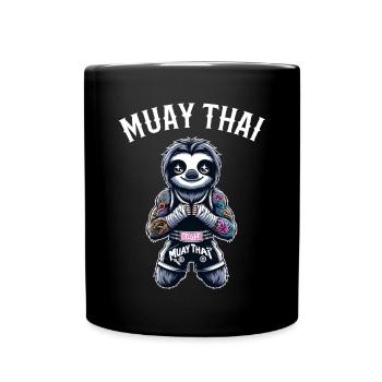 Muay Thai Faultier - Tasse einfarbig - Schwarz - Vorne