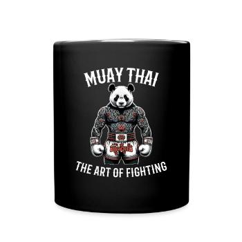 Muay Thai Panda - Kickboxen und Panda Thai Boxen - Tasse einfarbig - Schwarz - Vorne