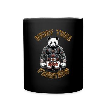 Muay Thai Panda - Panda Kickboxen Thai Boxen - Tasse einfarbig - Schwarz - Vorne