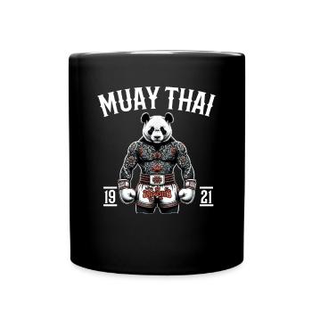 Muay Thai Panda - Kickboxen und Panda Thai Boxen - Tasse einfarbig - Schwarz - Vorne