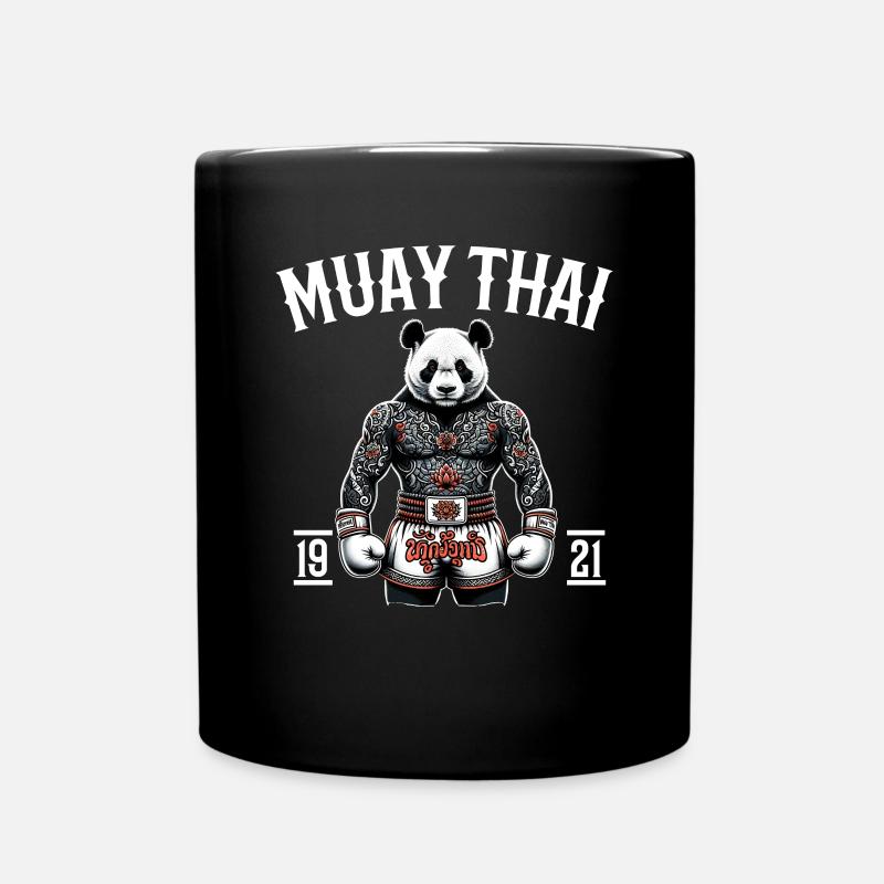 Muay Thai Panda - Kickboxen und Panda Thai Boxen - Tasse einfarbig - Schwarz
