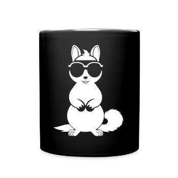 Lustiges Eichhörnchen mit Sonnenbrille Eichhörnchen - Tasse einfarbig - Schwarz - Vorne