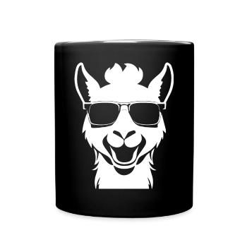 Funny Alpaca Wearing Sunglasses Cool Alpacas - Full Colour Mug - black - Front