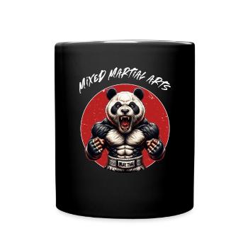 Cage Fighter Freies Kämpfen - MMA Panda - Tasse einfarbig - Schwarz - Vorne