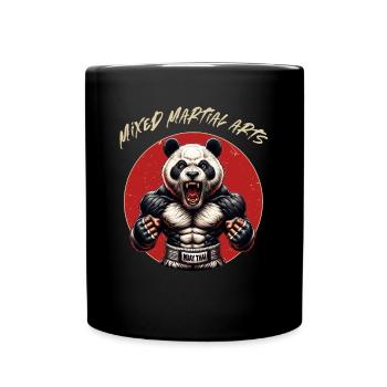 MMA Panda - Käfigkampf und Freikampf - Tasse einfarbig - Schwarz - Vorne