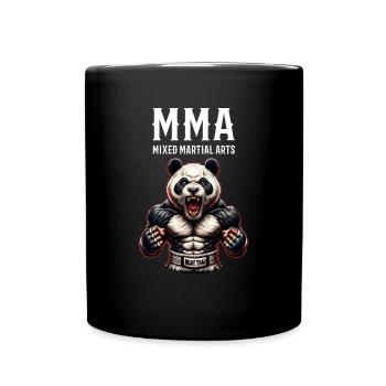 MMA und Cage Fighting Panda - Tasse einfarbig - Schwarz - Vorne