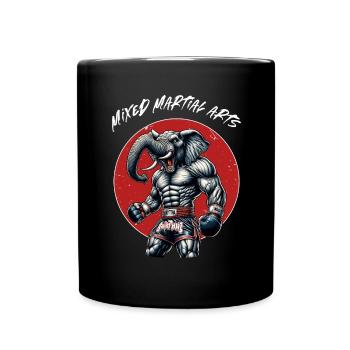 Cage Fighter Free Fighting - MMA Elefant - Tasse einfarbig - Schwarz - Vorne