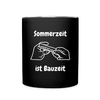 Sommerzeit ist Bauzeit - Tasse einfarbig - Schwarz - Vorne