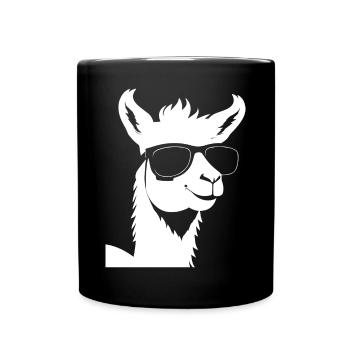 Funny Alpaca Wearing Sunglasses Cool Alpacas - Full Colour Mug - black - Front