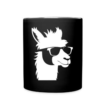Drôle d’alpaga portant des lunettes de soleil cool alpagas - Mug uni - noir - Devant