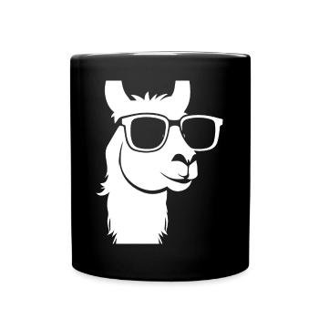 Drôle d’alpaga portant des lunettes de soleil cool alpagas - Mug uni - noir - Devant