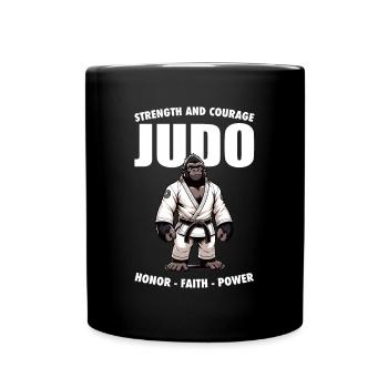 Judo Gorilla - Niedlicher japanischer Judoka - Tasse einfarbig - Schwarz - Vorne
