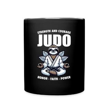 Judo-Faultier - Niedlicher japanischer Judoka - Tasse einfarbig - Schwarz - Vorne