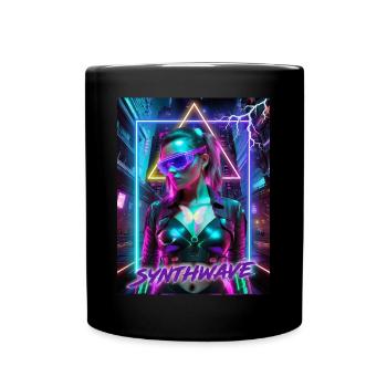 Synthwave Neon Vibes - Tasse einfarbig - Schwarz - Vorne
