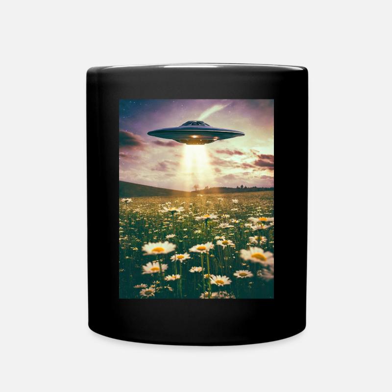 UFO and Daisy - Full Colour Mug - black