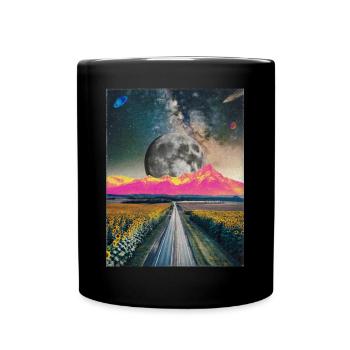 Lune géante et paysage fantastique - Mug uni - noir - Devant