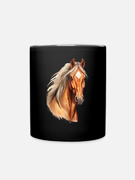 Stylish horse design t-shirt for equestrian sports - Full Colour Mug - black