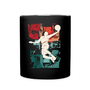 Basketball Basketballer Spieler Fan Vintage Retro - Tasse einfarbig - Schwarz - Vorne