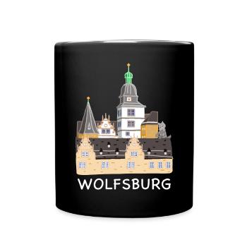 Wolfsburg, Schloss, Deutschland, Handzeichnung - Tasse einfarbig - Schwarz - Vorne