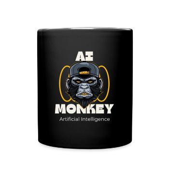 Artful Monkey with AI Theme - Full Colour Mug - black - Front
