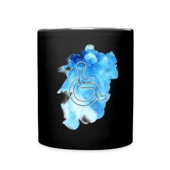 Wheelchair symbol with blue background # - Full Colour Mug - black - Front