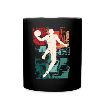 Basketball Basketballer Spieler Fan Vintage Retro - Tasse einfarbig - Schwarz - Vorne
