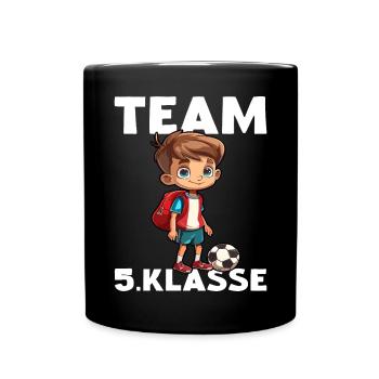 Team 5 Klasse Fußballer Fünftklässler Fußball - Tasse einfarbig - Schwarz - Vorne