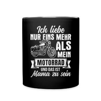 Motorradfahrer Biker Mama Motorrad Muttertag - Tasse einfarbig - Schwarz - Vorne
