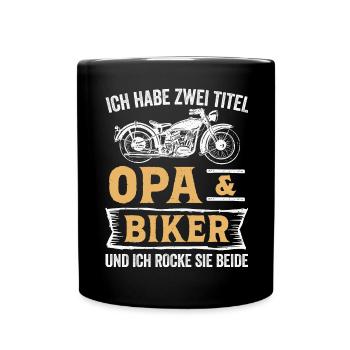Biker Opa Motorradfahrer Motorrad - Tasse einfarbig - Schwarz - Vorne