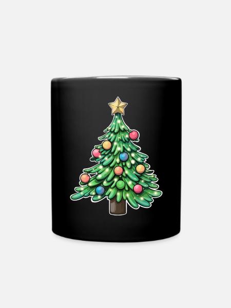 Arbre de Noël festif avec des ornements colorés - Mug uni - noir