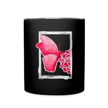 Rose Butterfly - Sonja Ariel von Staden - Full Colour Mug - black - Front