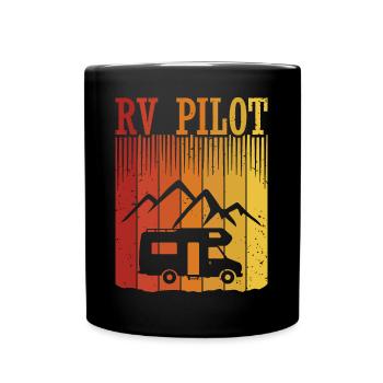 RV Pilot Camping Motorhome Travel Vacation - Full Colour Mug - black - Front
