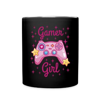 Cute Gamer Girl - Full Colour Mug - black - Front
