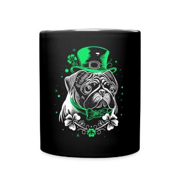 Pug with St Patrick's Day Hat - Full Colour Mug - black - Front