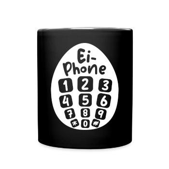 oeuf téléphone Pâques drôles dessins Pâques lapin oeufs - Mug uni - noir - Devant