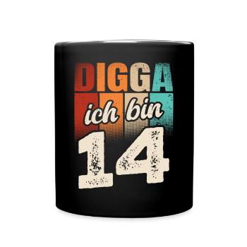 Digga Ich Bin 14 Jahre 14. Geburtstag - Tasse einfarbig - Schwarz - Vorne