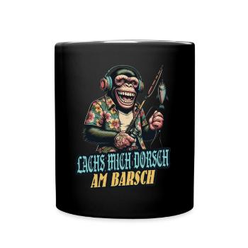 lachs mich dorsch am barsch angeln spruch lustig - Tasse einfarbig - Schwarz - Vorne