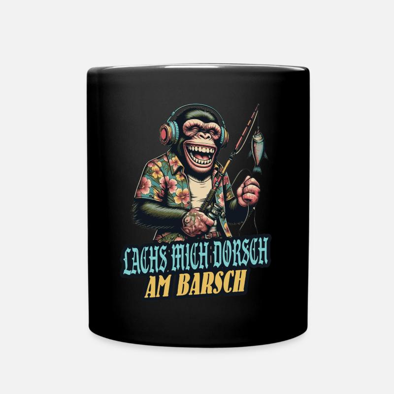 lachs mich dorsch am barsch angeln spruch lustig - Tasse einfarbig - Schwarz